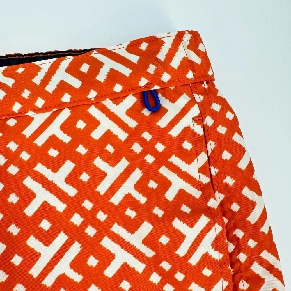 Lands’ End Men’s Stylish Orange Swim Shorts New Lined w/Pockets Swim Size 42